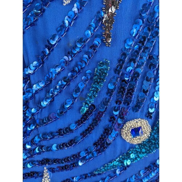 Vintage Alyce Designs Blue Gown Size 10 Sequined Silk Evening Dress - Picture 11 of 11